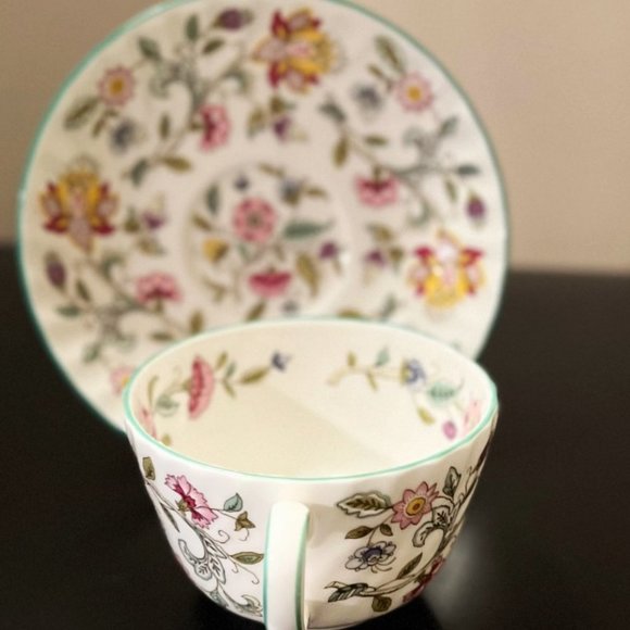 Haddon Hall B1451 Green Trim by Minton - Demitasse Saucers and a Flat Cup - Picture 2 of 13